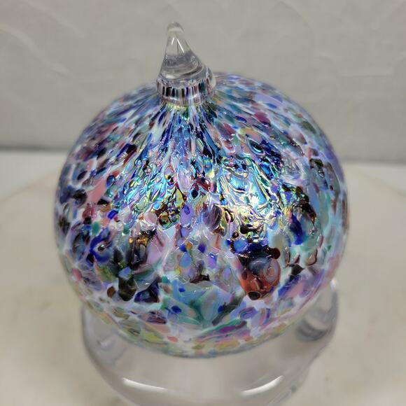VTG Metallic Enamel Handblown Art Glass Ornament Friendship Ball Holiday Decor - Picture 7 of 13
